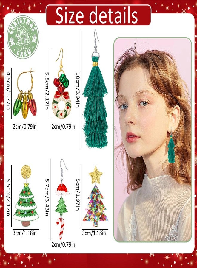 Wullina 20 Pairs Christmas Earrings for Women, Holiday Xmas Earrings Set Christmas Tree Bells Drop Dangle Dangle Earring Light Snowflake Stud Earring, Bulk Christmas Earrings Gifts Jewelry (Christmas A) - Image 4